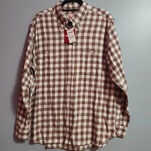 Wolferland Mens large brown and white NWT button down shirt large